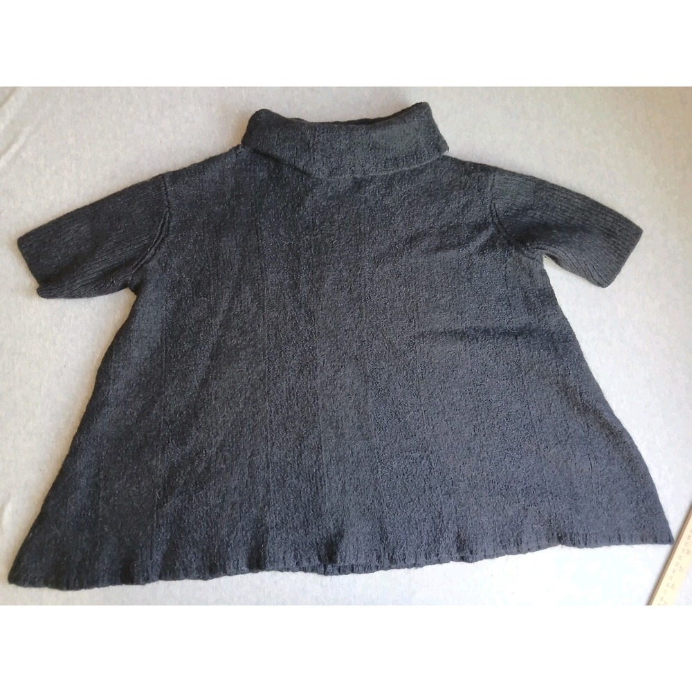 Eileen Fisher Sweater XL Poncho Turtleneck Alpaca Short Sleeve Drapey Lagenlook - Picture 9 of 13